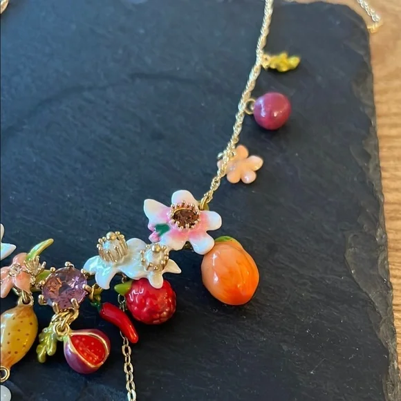 Les NEREIDES Floral and Fruit Charm Necklace in Gold - Picture 5 of 6